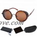 Cyber Goggles Steampunk Sunglasses Vintage Retro Mirror lens Round Glasses Brown Frame Reflective Lens + Hard Protective Eyeglasses Case - B01KHQNJHW